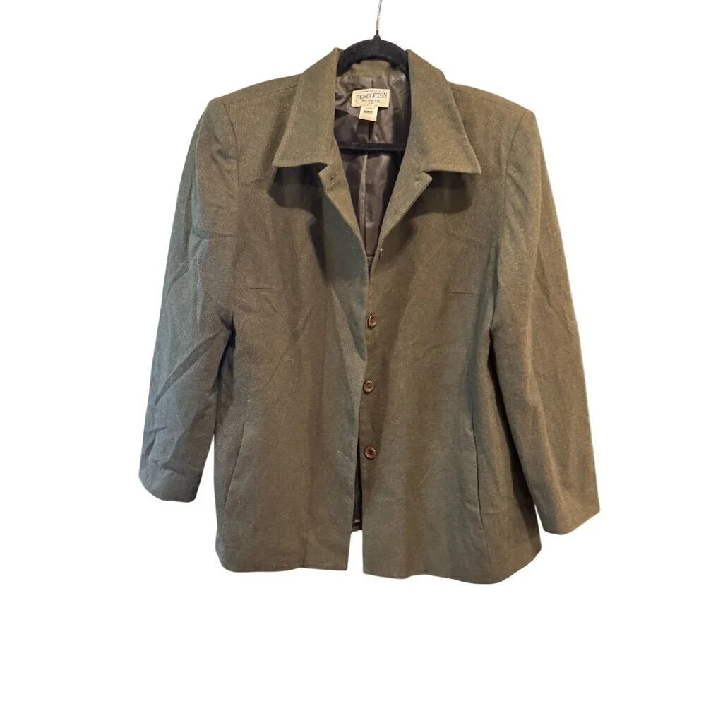 Pendleton  Olive Green 100% Virgin Wool  Blazer Jacket Women's Size 14W